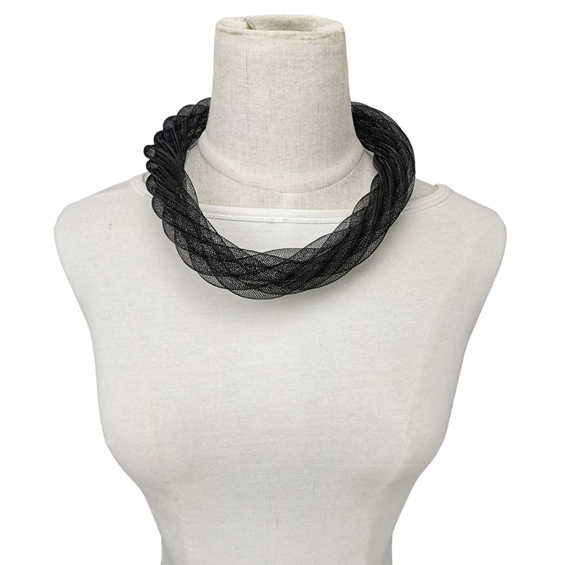 Luxury Mesh Ribbon Choker | Holographic 12-Color Collar Necklace