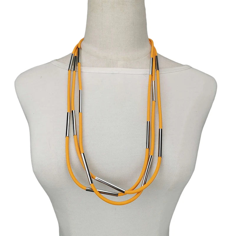 Chic Multicolor Rubber Choker Necklace - Modern & Handmade