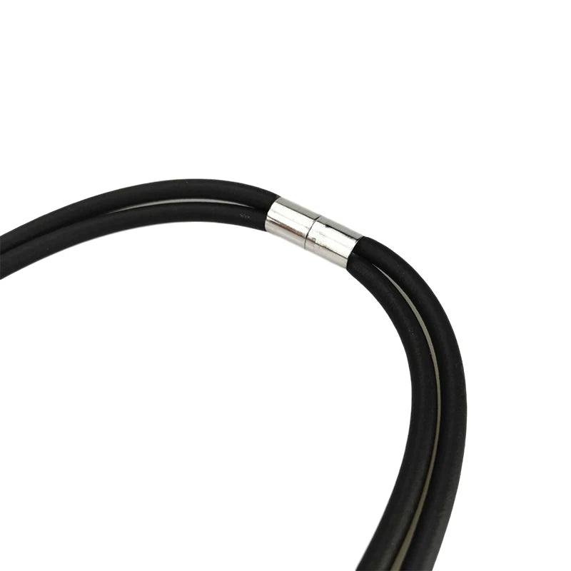 Black Rubber Choker Necklace with Round Pendant