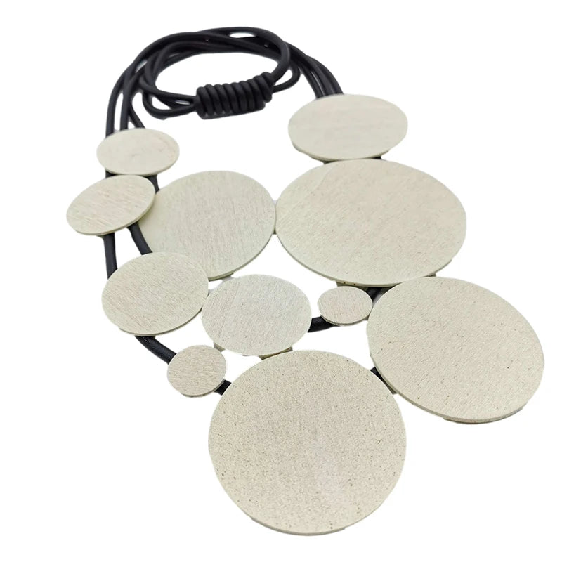 Bohemian Wooden Pendant Necklace - Rubber Rope Chain, Handmade Luxe
