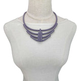 Geometric Choker Necklace - Handmade Multicolor Rubber & Aluminum