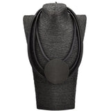 Rubber Choker Necklace - Round Pendant Sweater Chain