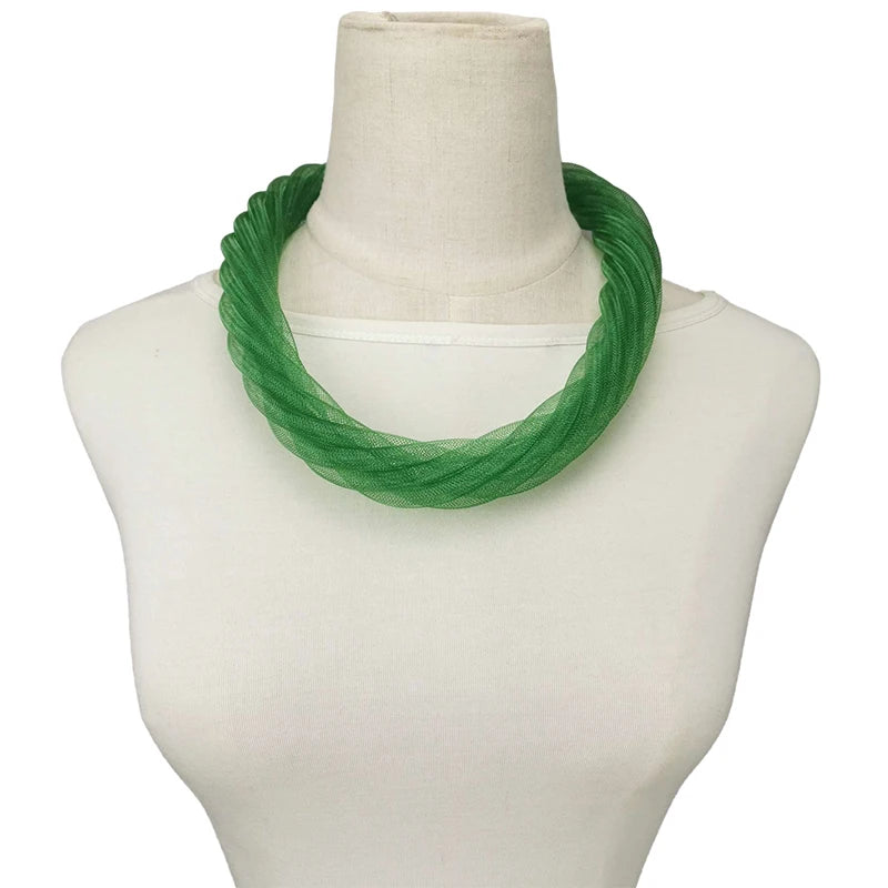 Luxury Mesh Ribbon Choker | Holographic 12-Color Collar Necklace