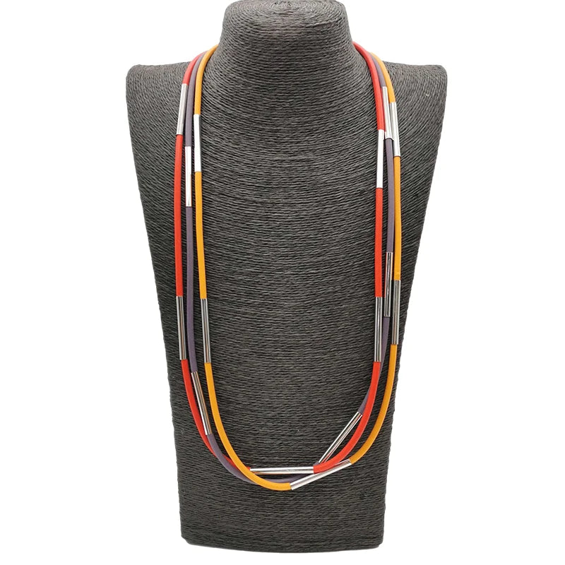 Chic Multicolor Rubber Choker Necklace - Modern & Handmade