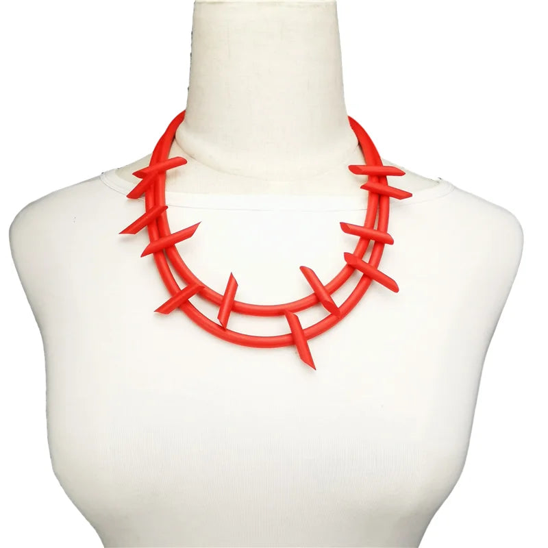 Red Statement Rubber Pendant Chain