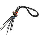 Black Rubber Tassel Necklace - Chic Geometric Wood Pendant