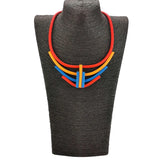Geometric Choker Necklace - Handmade Multicolor Rubber & Aluminum