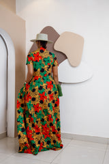 Ensemble cargo Aso Oke - Bleu + Violet