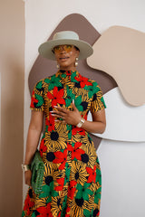 Ensemble cargo Aso Oke - Bleu + Violet
