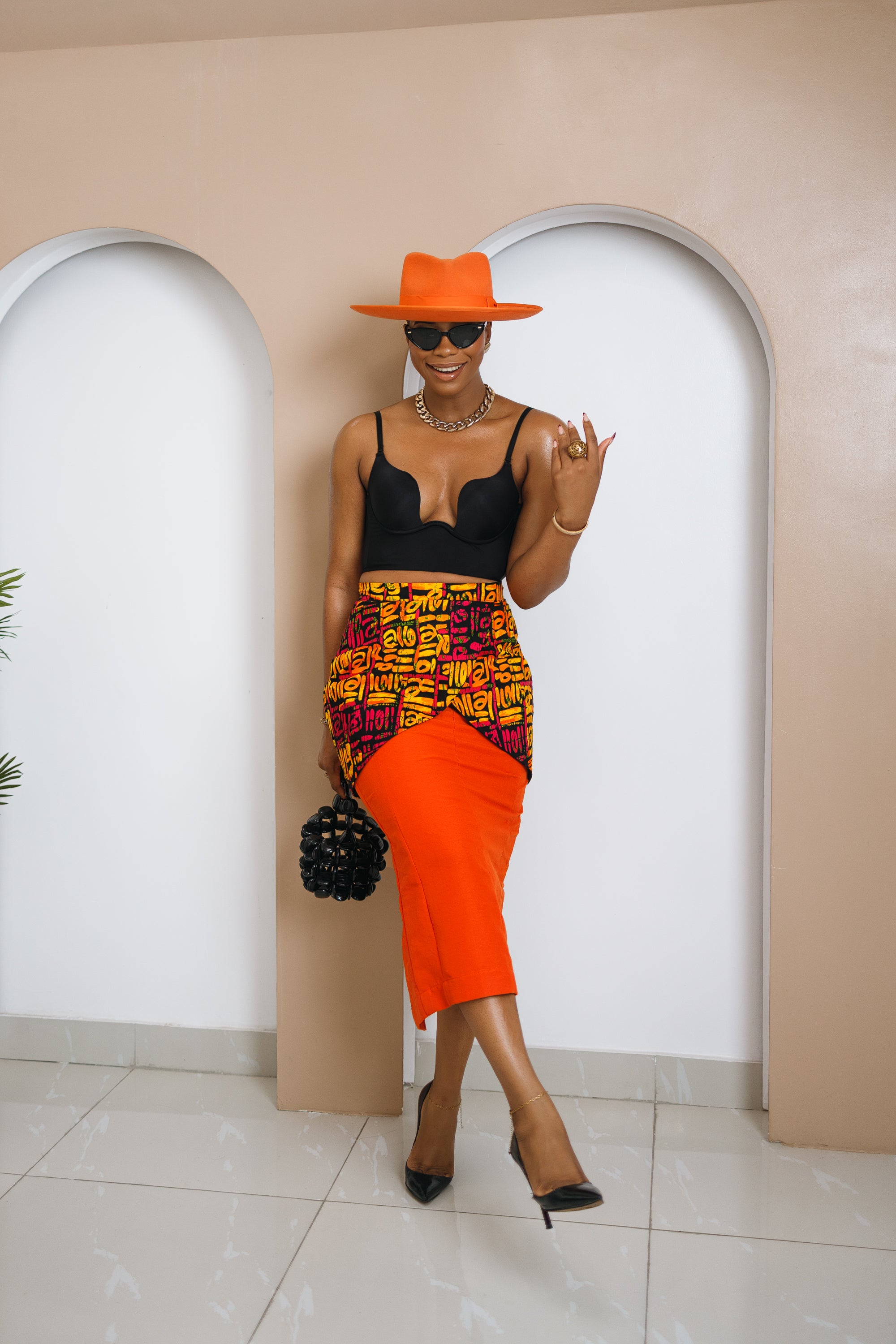 Ensemble cargo Aso Oke - Bleu + Violet