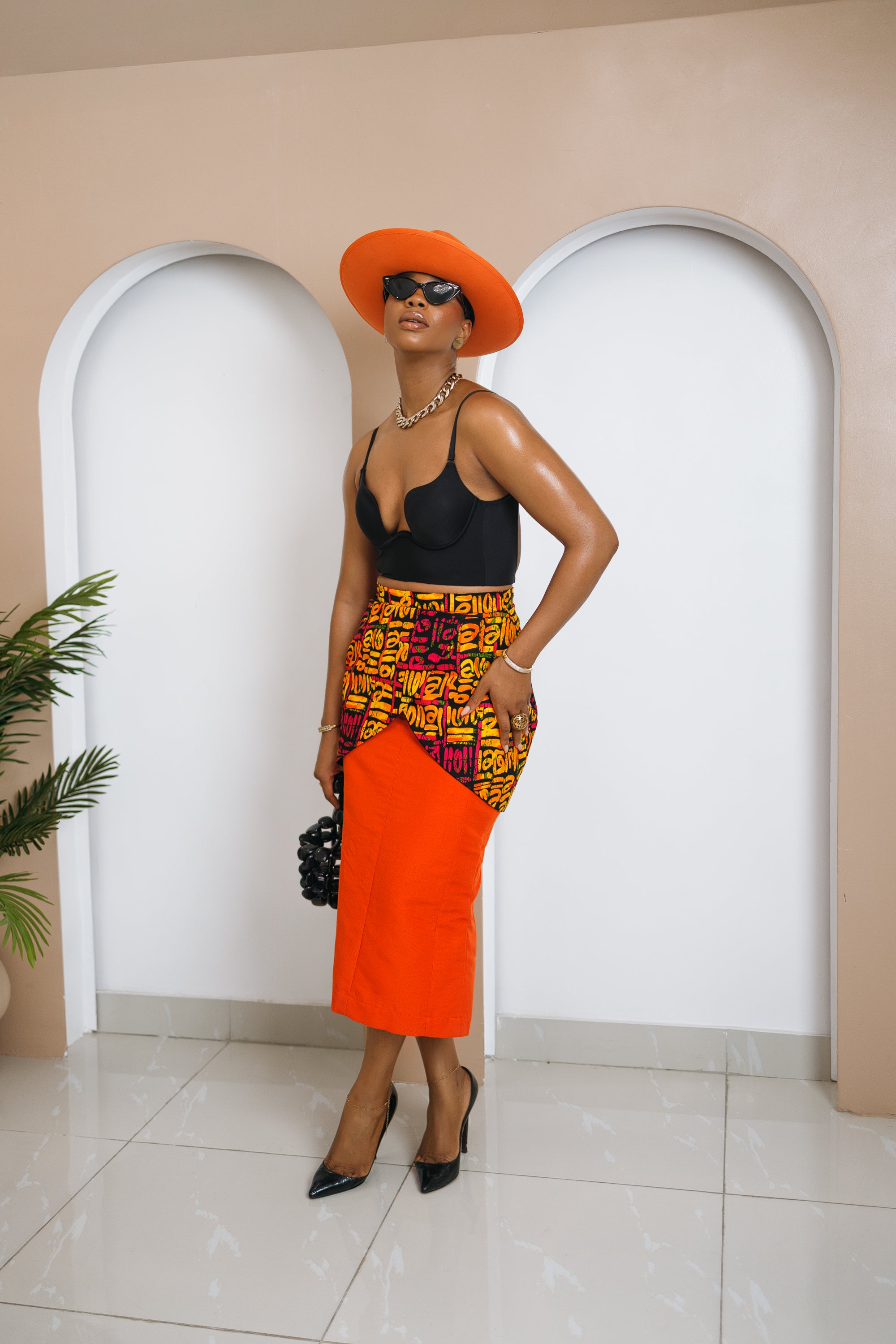 Ensemble cargo Aso Oke - Bleu + Violet