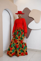 Ensemble cargo Aso Oke - Bleu + Violet