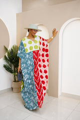 Caftan Adire teint à la main Ndenkem