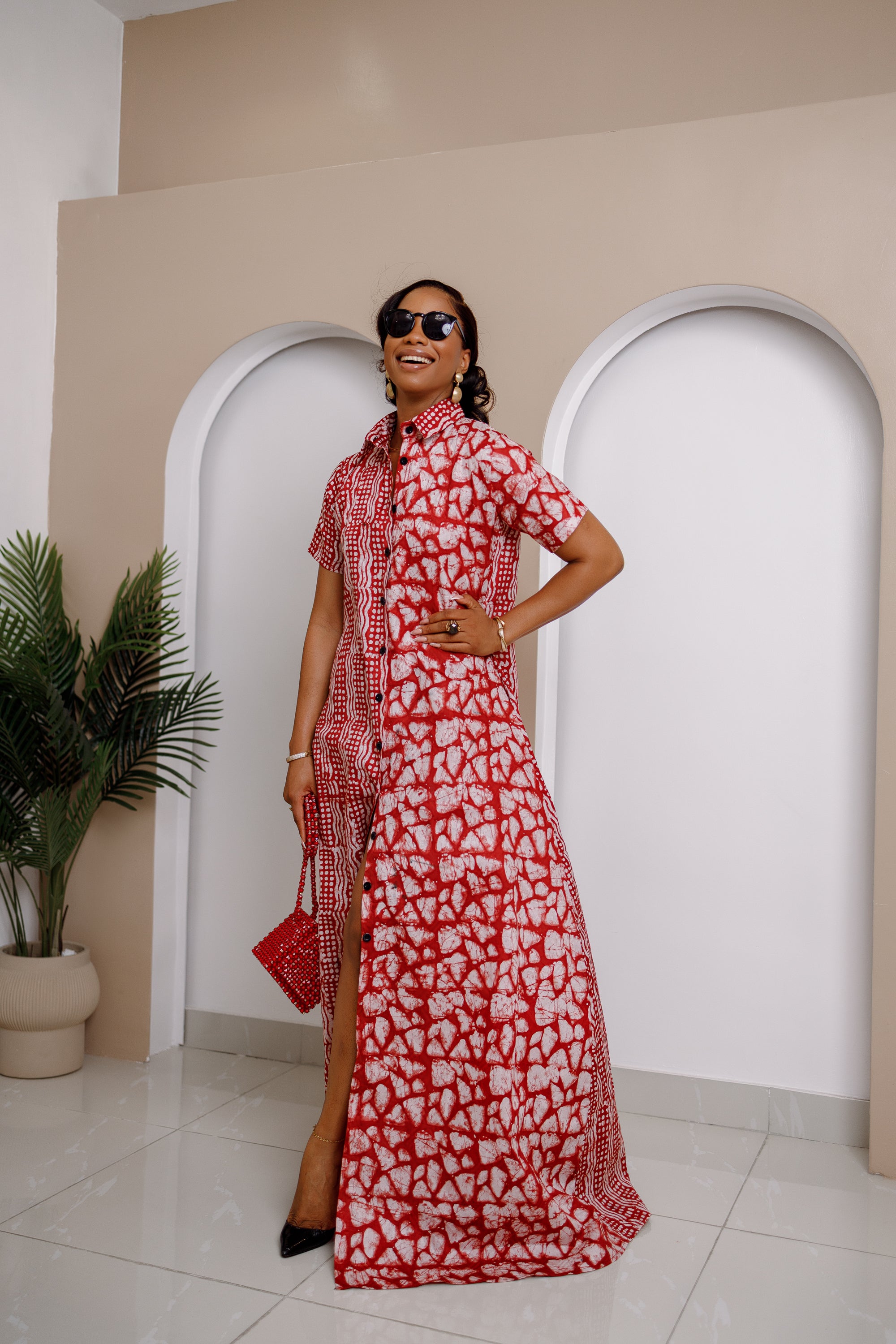 Vestido caftán largo Adire de Odiegwu