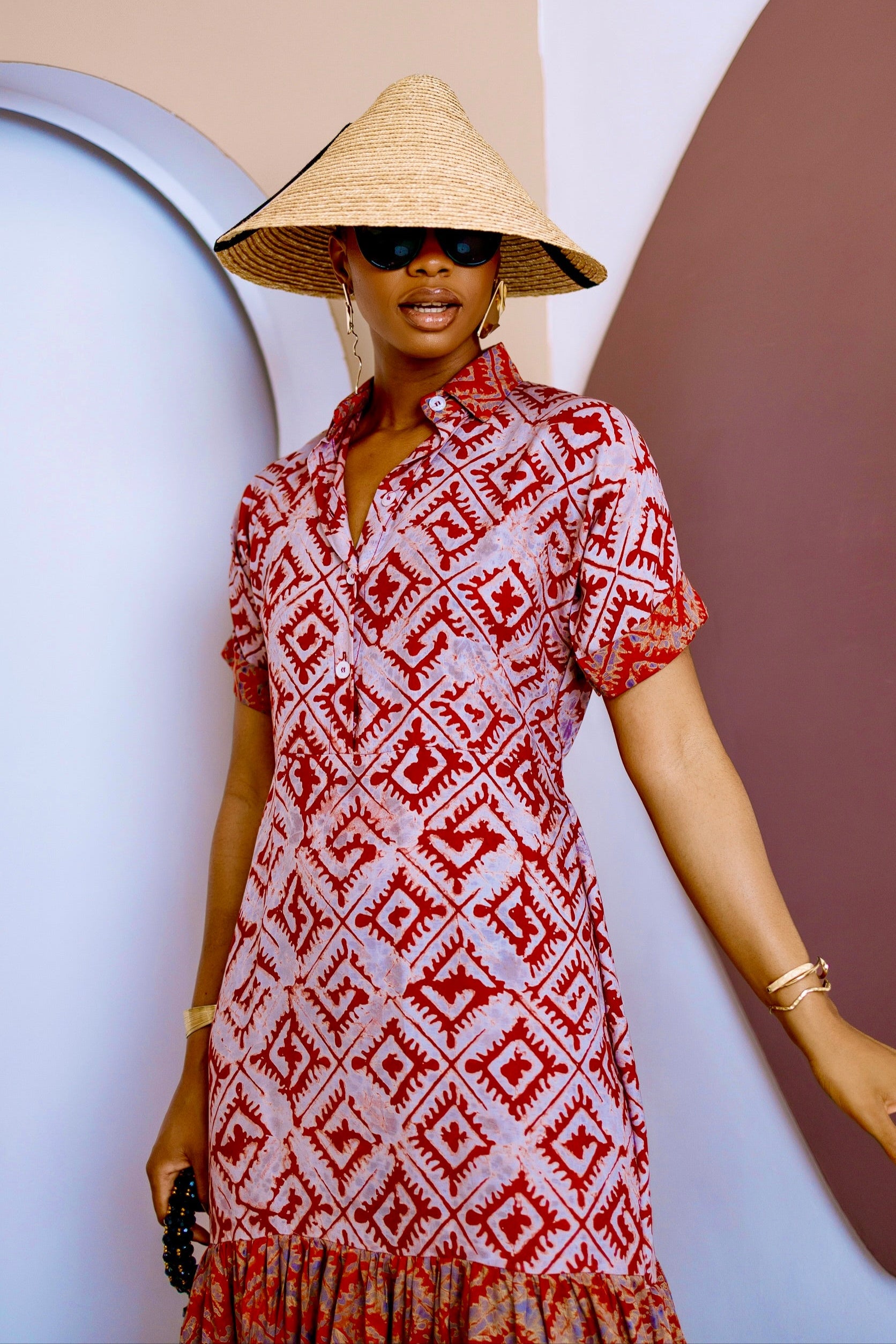 Ogbaluofu Kaftan Maxi Dress – Handmade Crepe Adire Elegance