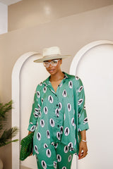 Conjunto de conjunto con estampado de seda Ogeri