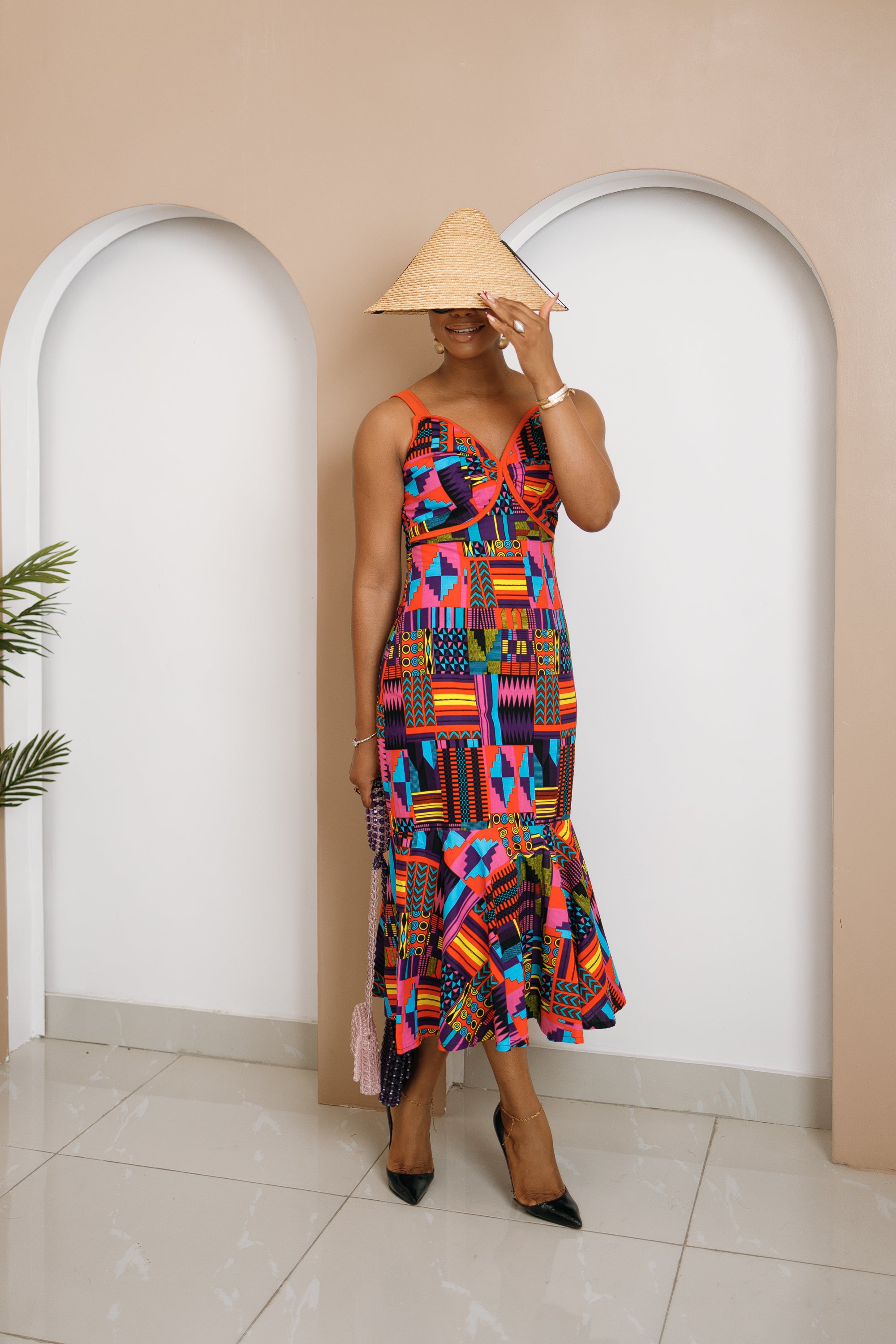 Ola Midi Ankara dress