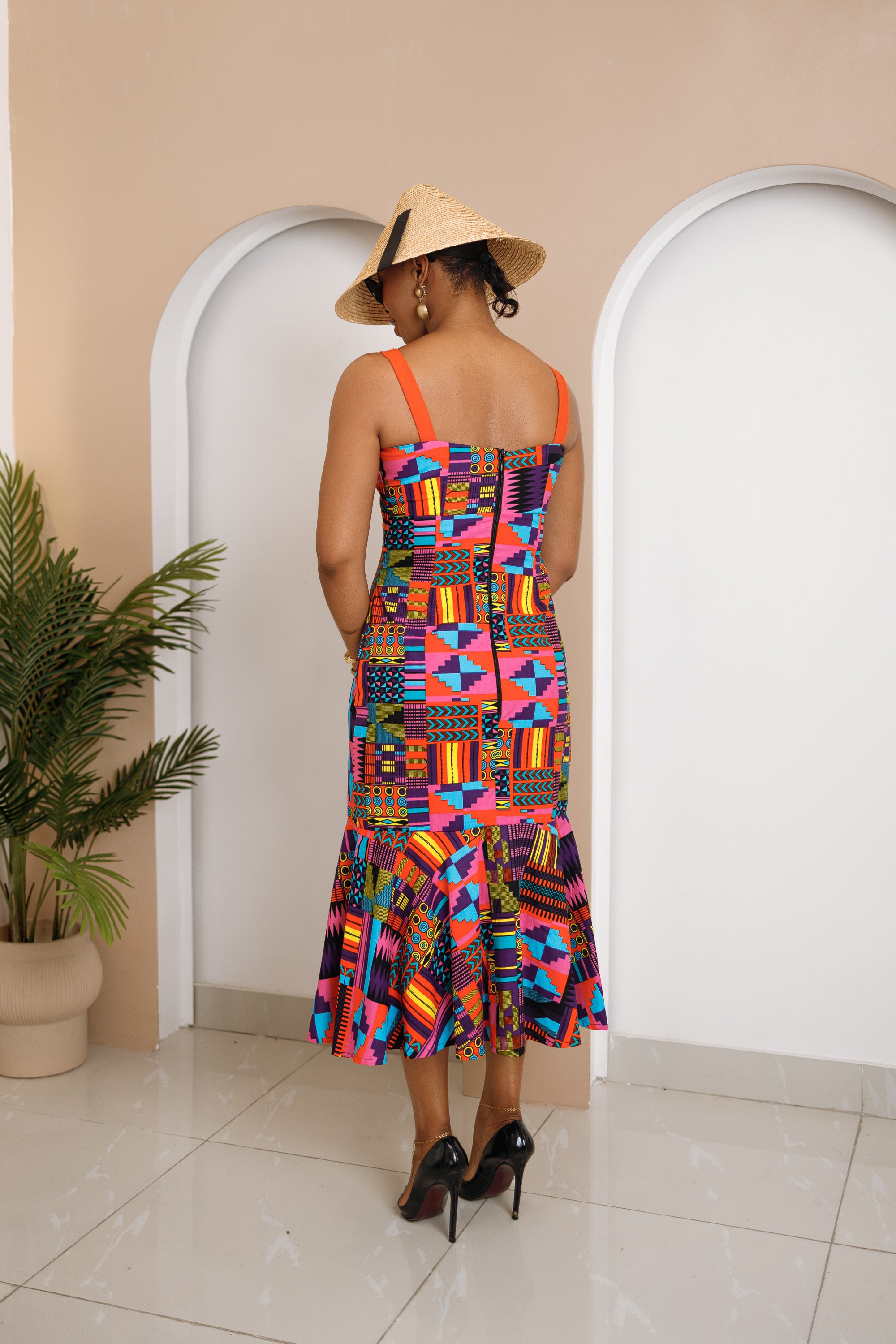 Ola Midi Ankara dress