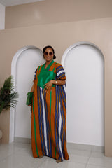 Vestido Bubu a rayas Oliaku con adorno Aso Oke