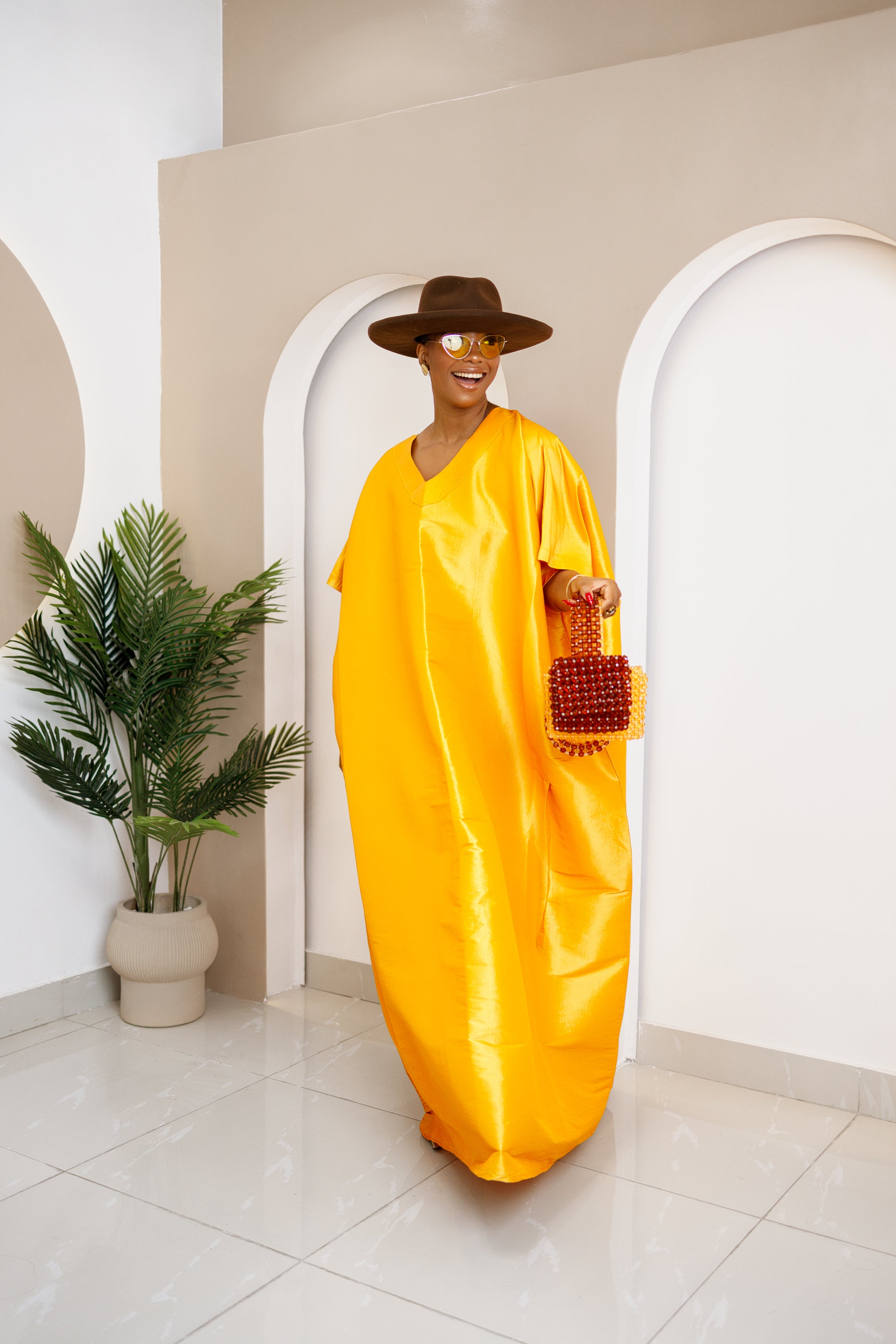 Vestido Amuma Bubu con adorno Aso Oke