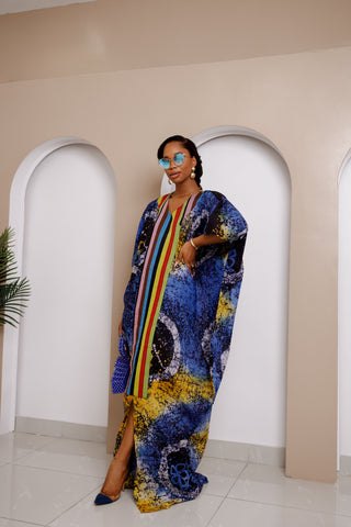 Onwenkem Adire Bubu Dress – Adire & Aso Oke Fusion