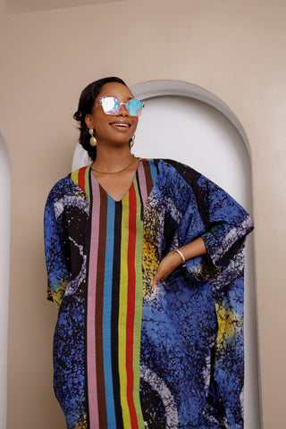 Onwenkem Adire Bubu Dress – Adire & Aso Oke Fusion