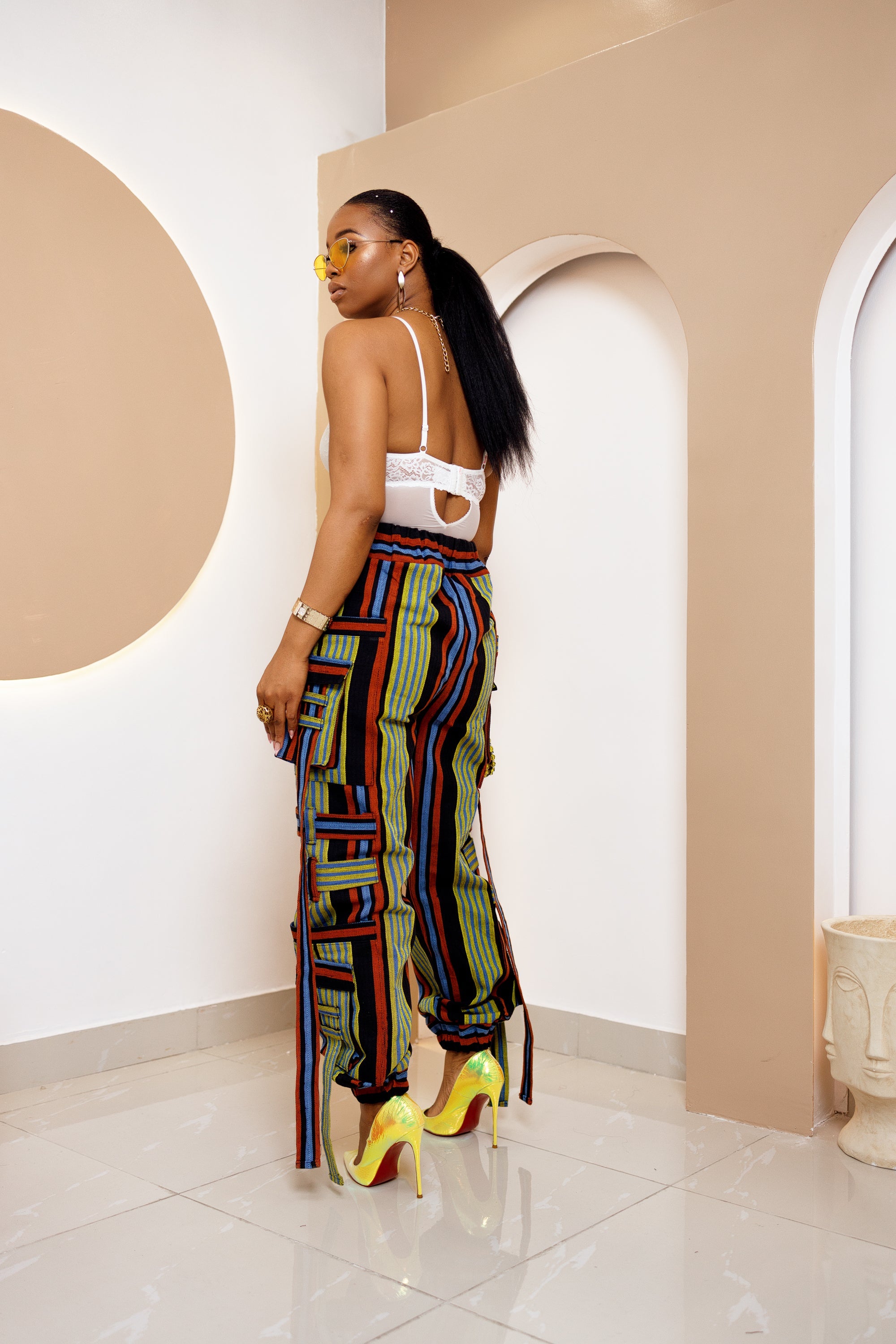 Pantalones cargo Onyenanke africanos Aso oke