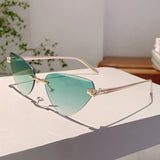 Rimless Triangle Pink Gradient Sunglasses – Retro Luxury Shades