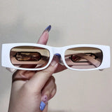Y2K Leopard Temple Square Sunglasses - Retro Chic for Women