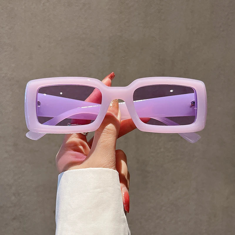 Chic Retro Rectangle Sunglasses – Gradient UV400 Candy Shades