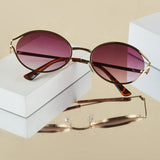 Chic Round Titanium Sunglasses – Vintage Glamour for Women
