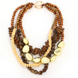 Vintage Multi-Layer Wooden Bead Necklace – Retro Statement Jewelry