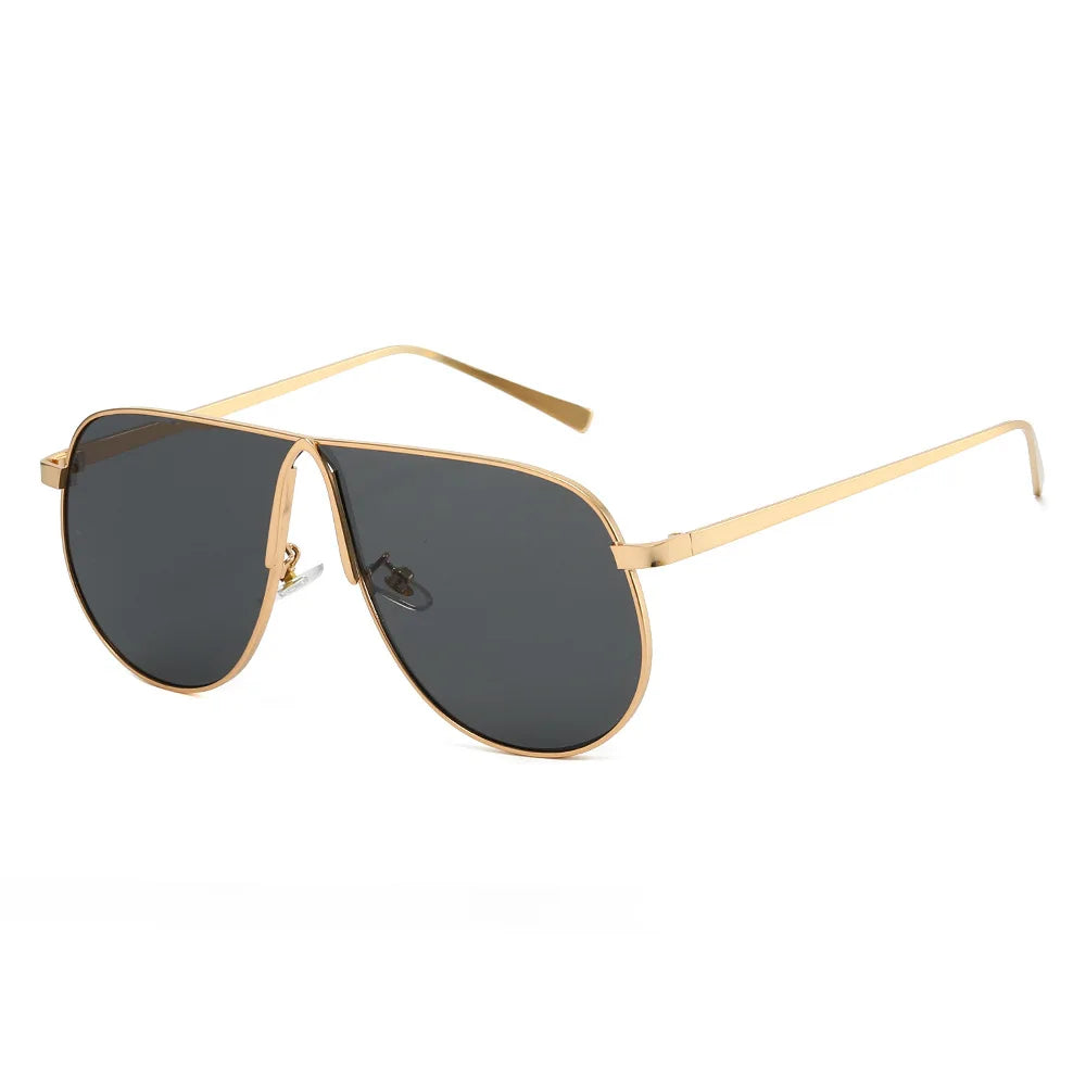 Chic Oversized Champagne Gradient Oval Sunglasses for Women