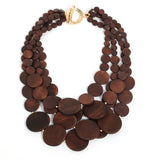 Handmade Wooden Bead Statement Necklace – Vintage Party Jewelry