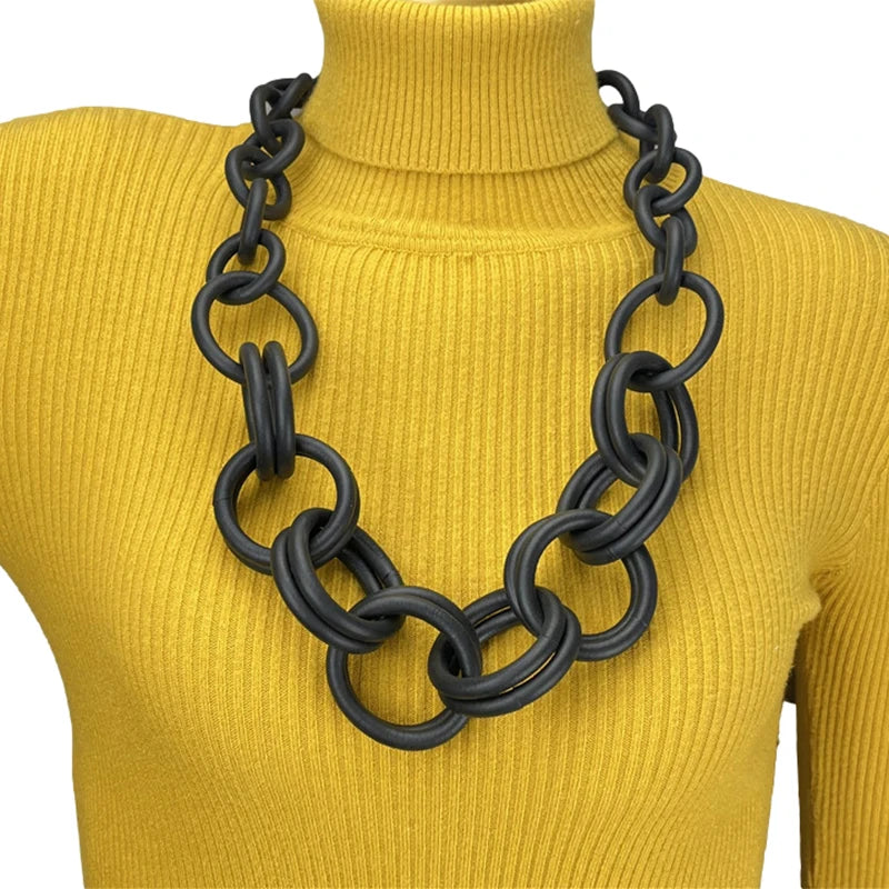 Handmade Rubber Choker: Avant-Garde Ethnic Chic Necklace