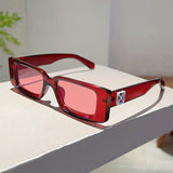 Vintage Rectangle Sunglasses: Candy Color Rim & UV400