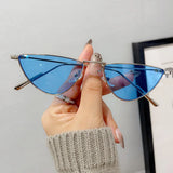 Chic Metal Cat-Eye Sunglasses - Clear Ocean Lens, UV400 Protection