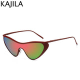Luxury Cat Eye Shield Sunglasses - Vintage Punk Metal Frame Shades for Women