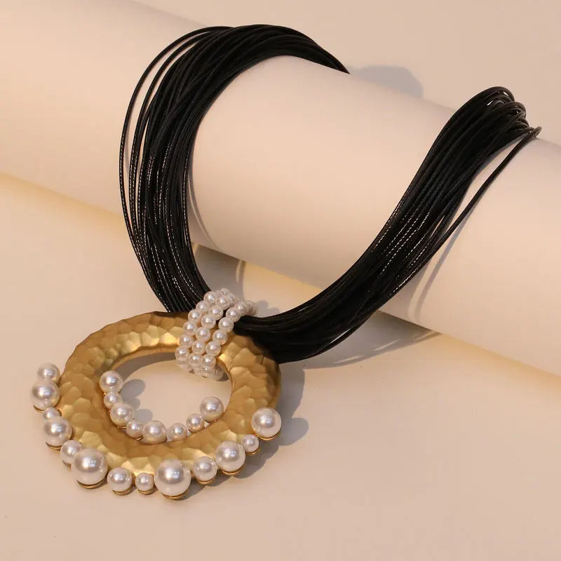 Statement Vintage Necklace with Geometric Pendant for Women Trendy Wedding Party Jewelry
