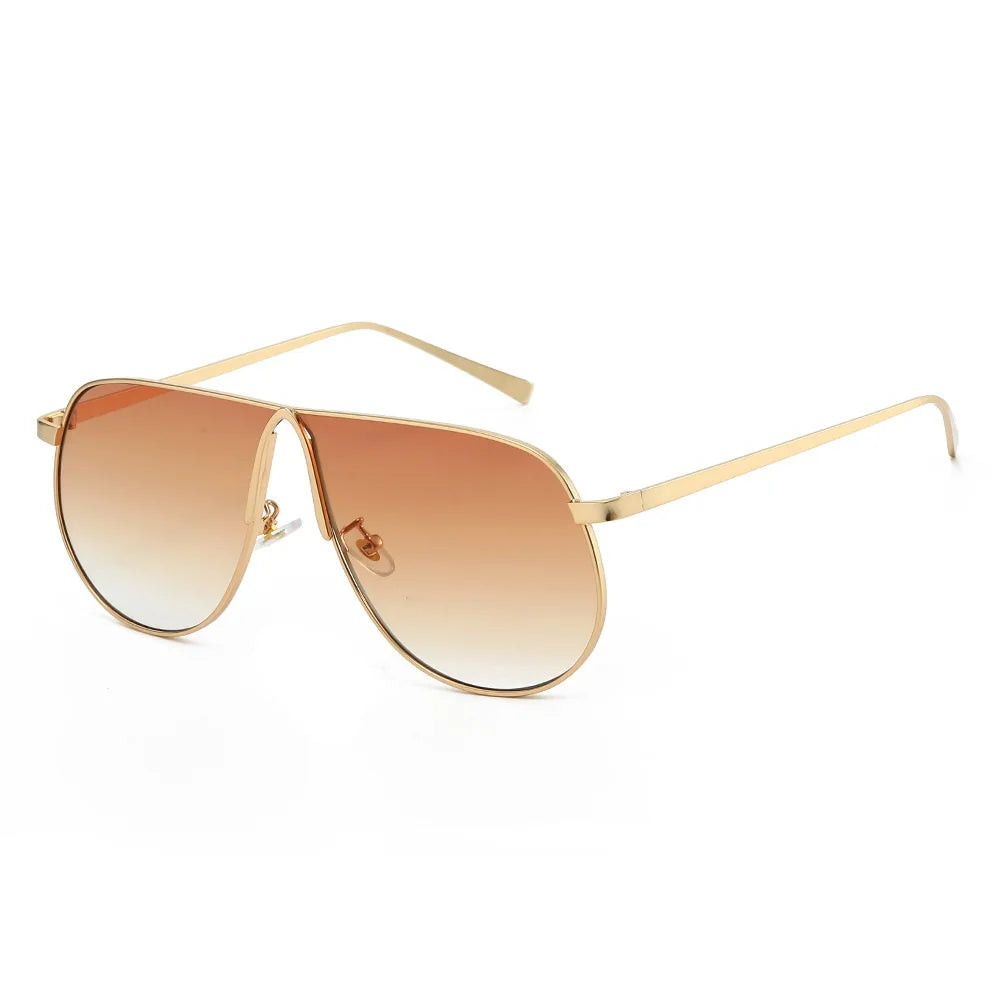 Chic Oversized Champagne Gradient Oval Sunglasses for Women