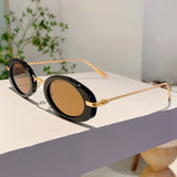 Luxury Retro Oval Sunglasses - Leopard Print UV400 Designer Shades