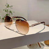 Oversize Pilot Aviator Sunglasses - Luxury Metal Shades for Women