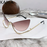 Vintage Rhinestone Cat Eye Sunglasses - Luxury Rimless Shades