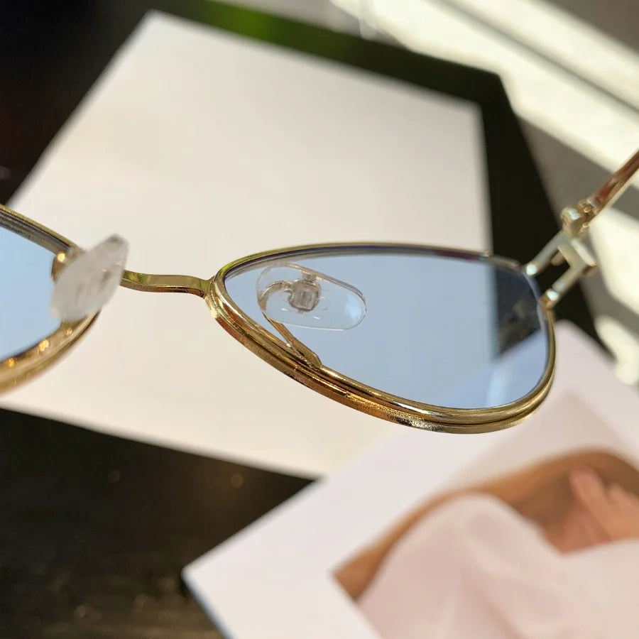 RELEN Chic Metal Cat Eye Sunglasses - Vintage Small Frame Design