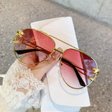 RELEN Double Bridge Aviator Sunglasses: Colorful Lenses, Leopard Temples