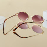 Chic Round Titanium Sunglasses – Vintage Glamour for Women