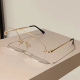 KAMMPT Vintage Rimless Round Sunglasses - UV400 Double Bridge Design