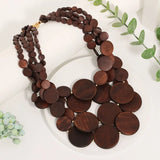 Handmade Wooden Bead Statement Necklace – Vintage Party Jewelry