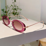 Luxury Retro Oval Sunglasses - Leopard Print UV400 Designer Shades