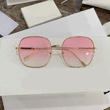 Retro Square Pink Mirror Sunglasses - UV400 Metal Frame Shades